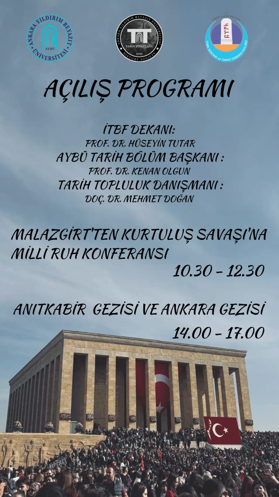 Malazgirt’ten Kurtuluş Savaşı’na Millî Ruh” Konferansı Konuşmacılar- Saat ve yer hakkında bilgiler