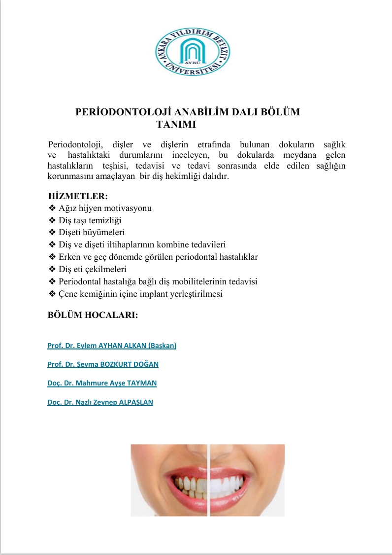 Periodontoloji Anabili Dalı Başkanlığı Bölüm Tanıtımı