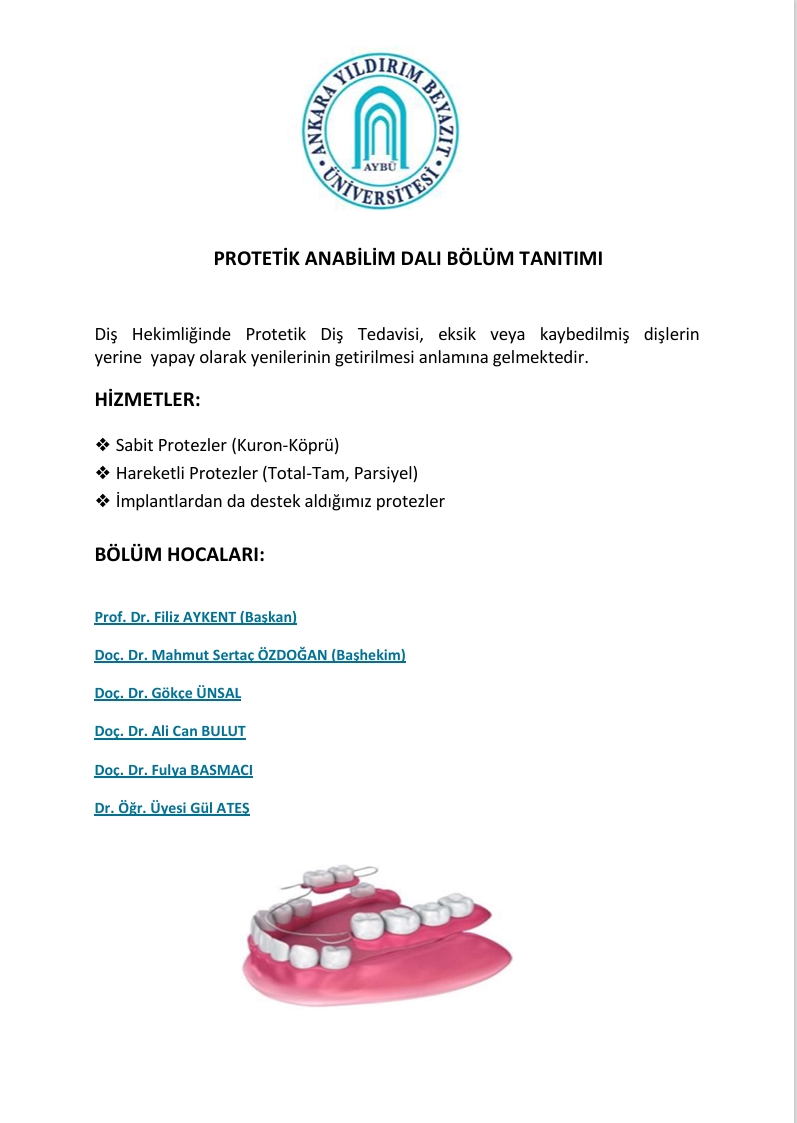 Protez Bölümü Anabilim Dalı Başkanlığı