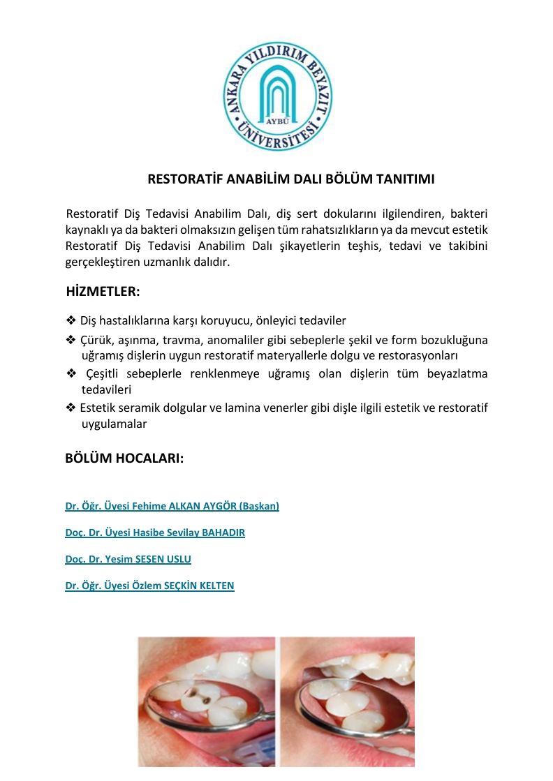 Restoratif Anabilim Dalı Başkanlığı Bölüm Tanıtımı