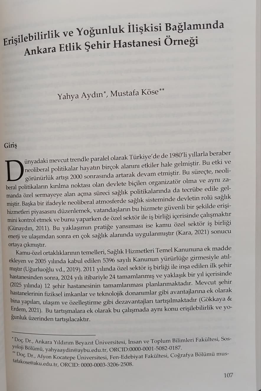 Yahya Aydın hocanın adı geçen kitaptaki bölümün ilk sayfası.