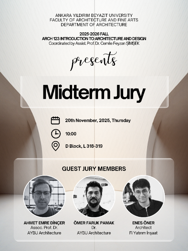 Invitation Poster to the ARCH 123 Midterm Jury